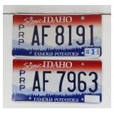 Matched Set Idaho PRP Commercial License Plates
