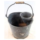 Vtg Galvanized Metal Bucket-Strainer