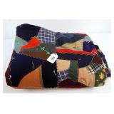 Vintage Hand-Made Heavy Patchwork Quilt Blanket