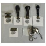 (5) Antique Brass Wax Seal Stamps Idaho and More