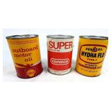 Vintage Conoco, Pennzoil, Shell Quart Oil Cans