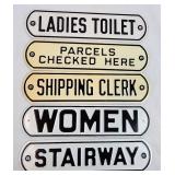 (5) Vintage Commercial Metal Signs Ladies etc