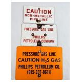 Vtg Enameled Porcelain Gas Line Signs