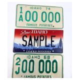(3) Vintage Idaho Sample License Plates