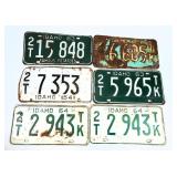 Vintage Idaho LIcense Plates-1954, '57, '63, '64