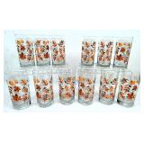 Autumn Fall Leaves Glass Coolers Set (12)-like new