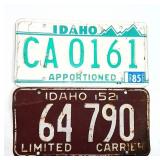 Idaho Limited Carrier License Plates