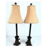 Vintage Brass Metal Footed Table Lamp Set