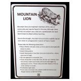 Vtg US Forest Service Mountain Lion Aluminum Sign