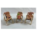 Lot of (3) Sun Bathing Pigs Figurines & Chairs