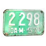 Vintage Rare Idaho Motorcycle License Plate 1957