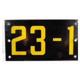Vintage '23-1' Industrial Tag Porcelain Sign