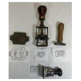 (4) Antique Brass Address and Date Stamps