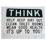 Vtg Keep Toilet Rooms Clean Aluminum Sign
