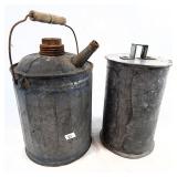 Vtg Galvanized Metal Kerosene Can, Canister