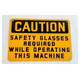 Vintage Caution Safety Glasses Required Metal Sign