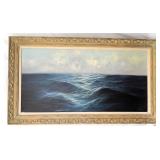 Beautiful Large Mid Century Sea-Scape Oil Painting