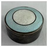 Vintage Rouge Box Guillochï¿½ Enamel Sterling Silver