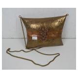 Vtg Copper & Brass Pillow Style Metal Purse