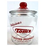 Vtg Tom's Toasted Peanuts Glass Counter Jar