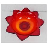 MCM Fenton Ruby Amber Petal Glass Bowl