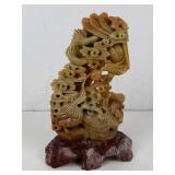 Chinese Carved Soapstone Soochow Dragons Figure