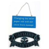 Vintage Bathroom Wall Decor-Metal, Wood