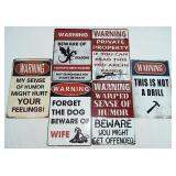 (6) Funny Distressed Tin Warning Signs