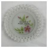 Vgt Milk Glass Rigby Idaho Souvenir Trinket Dish