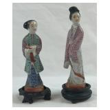 Chinese Porcelain Ladies 'Famille Rose' & 'Verde'