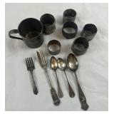 Old Pewter Knapkin Rings and Silver Plated