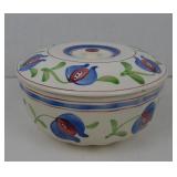 Vtg Hand Painted Porcelain Covered Veggie Bowl