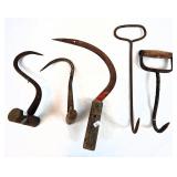 Antique Hay Bale Hooks, Sickle