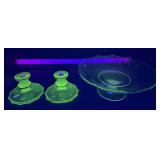 Vintage Uranium Hand-Painted Enameled Glass