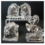 Vtg LE Smith, Federal Glass Horse Head Bookends