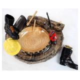 Vtg Ceramic Logging Ashtray, Lighter Fairfield ID