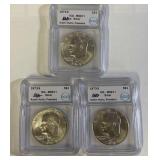 (3) 1973-S ICG-MS67 + Eisenhower Silver Dollars