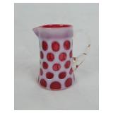 Fenton Cranberry Coin Dot Glass Pitcher Creamer