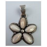Sterling Silver Flower Pendant W/ Mother-of-Pearl