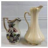 (2) Vtg Ceramic and Pottery Vases Polychrome