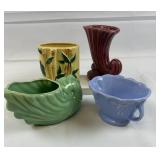 (4) Vtg Pottery Pieces McCoy and Royal Copley