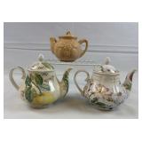 (3) Vtg Kent Ceramic and Shawnee Pottery Teapots