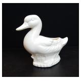 Vtg Creamware Style White Ceramic Duck Planter