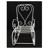 Vtg White Wrought Iron Child's Rocking Chair