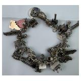 Vintage Sterling Silver Charm Bracelet 86.11g