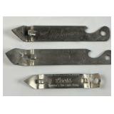 (3) Vintage Adv. Beer Openers Pabst, Coors, Ranier