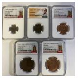 (5) PNG Graded Foreign Coins Great Britain, India