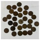 Lot of 30 Indian Head & Liberty Pennies