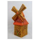 Vtg Ceramic Dutch Windmill Cookie Jar