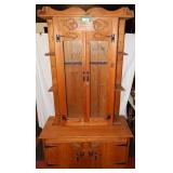 Vintage Custom Made Pine & Glass Gun Cabinet